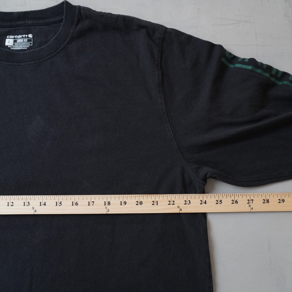 Carhartt Mens Loose Fit Long Sleeve Shamrock Graphic T-Shirt Black Green Large - Picture 7 of 8